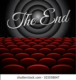 The End on vintage cinema screen, vector illustration