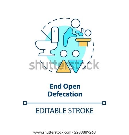 End open defecation concept icon. Access to hygiene. Clean water and sanitation abstract idea thin line illustration. Isolated outline drawing. Editable stroke. Arial, Myriad Pro-Bold fonts used