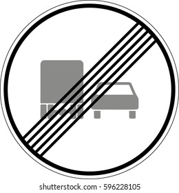 End of overtaking ban for vehicles over 3.5 tons. Vector road sign Germany.