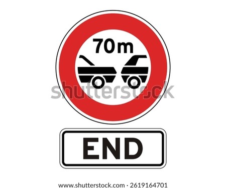 End of Overtaking Restriction Zone, Traffic Regulation Termination – High Quality Vectorial Stock Image