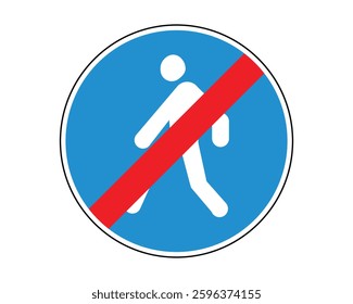 End of Pedestrian Path Road Sign - Traffic Regulation Symbol - High Quality Vectorial Graphic