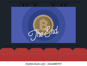 The end, a pessimistic bitcoin scenario, a cinema theater stage