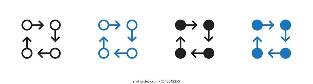 End point displacement icon Vector set outline