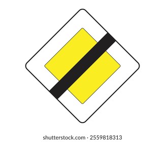 End of Priority Road Sign Vector Indicating the End of the Road's Priority Status, Perfect for Road Safety and Traffic Management, High-Quality Vector Stock Image