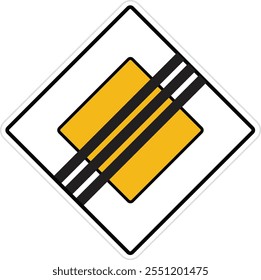 End of Priority Road Traffic Sign - End of Main Road