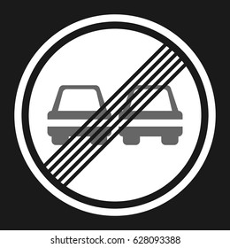 The end of prohibition of overtaking sign flat icon, Traffic and road sign, vector graphics, a solid pattern on a black background, eps 10.
