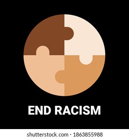 End racism circle puzzle design. Unite to end racism. Illustration vector