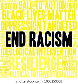 End Racism word cloud on a white background. 