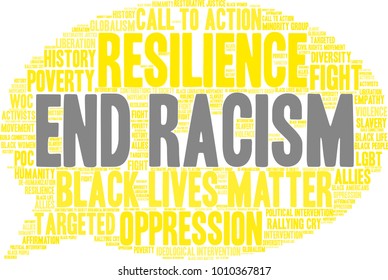 End Racism word cloud on a white background. 