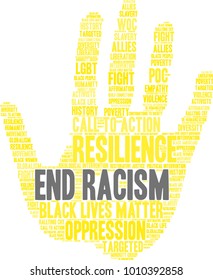 End Racism word cloud on a white background. 