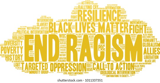 End Racism word cloud on a white background. 