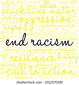 End Racism word cloud on a white background. 