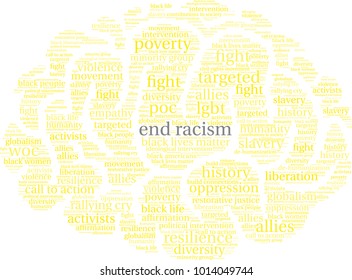 End Racism word cloud on a white background. 