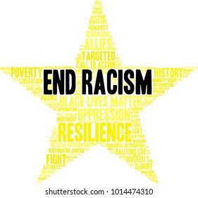 End Racism word cloud on a white background. 