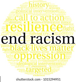 End Racism word cloud on a white background. 