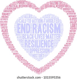 End Racism word cloud on a white background. 