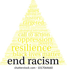 End Racism word cloud on a white background. 