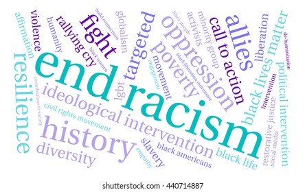 End Racism word cloud on a white background. 