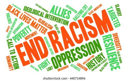 End Racism word cloud on a white background. 