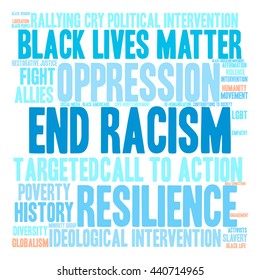 End Racism word cloud on a white background. 