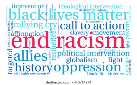 End Racism word cloud on a white background. 