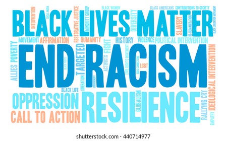 End Racism word cloud on a white background. 