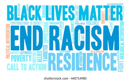 End Racism word cloud on a white background. 