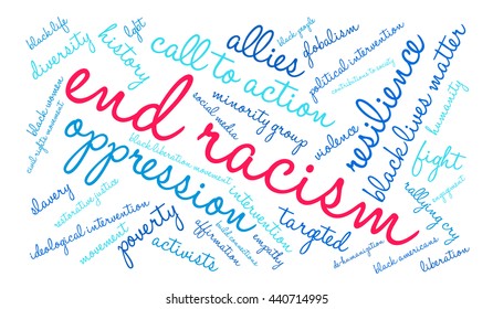 End Racism word cloud on a white background. 