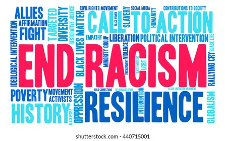 End Racism word cloud on a white background. 