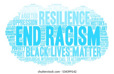 End Racism word cloud on a white background.  