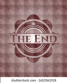 The End red badge with geometric pattern. Seamless.