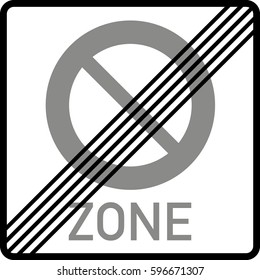 The end of the restricted areas prohibition a stop. Vector road sign Germany.