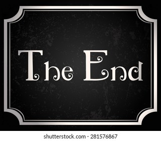 The End Retro Black And White Movie Screen, Vector Illustration.