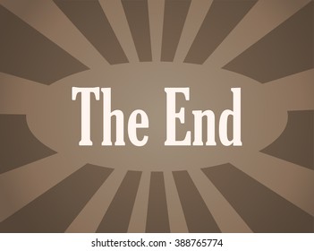 The End Retro Screen Background, Vector Illustration. 