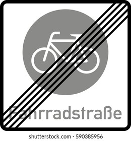 The end of the road for bicycles. Vector road sign Germany.
