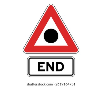 End of Road Restriction or Condition Notice, Traffic Regulation Completion Sign – High Quality Stock Image