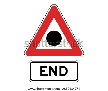 End of Road Restriction or Condition Notice, Traffic Regulation Completion Sign – High Quality Stock Image