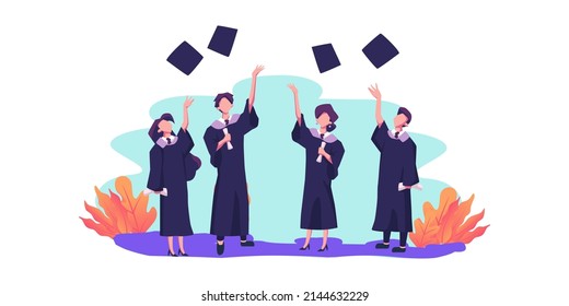 diseño vectorial de ilustraciones planas de fin de escuela