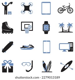 End Of School Icons. Two Tone Flat Design. Vector Illustration.