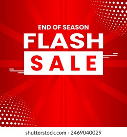 Fin de temporada 3D flash venta Anuncio de compras o cartel Vector Plantilla de diseño para la promoción de negocios descuento mega oferta caliente oferta de publicidad para redes sociales y Sitio web en color rojo