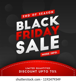 End of season, Black Friday Sale template design with 75% discount offer.