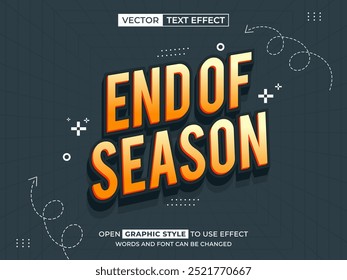 texto editável de fim de temporada, efeito de fonte, texto 3d para título