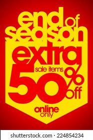 End of season extra 50% off sale items typography illustration. 