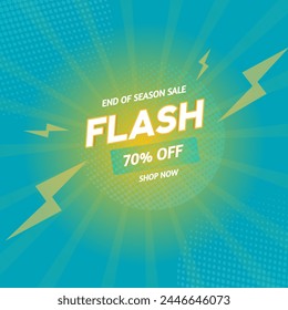 end of season flash sale on colorful background  shopping banner or poster template banner design sales offer 70% off campaign or promotion 