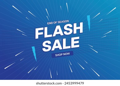 End of season Flash sale shop now isolated blue them background 