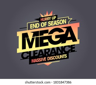 Ende der Saison Megafreigabe, massive Rabatte, Werbung Vektorbanner-Vorlage für den Verkauf von Werbebannern