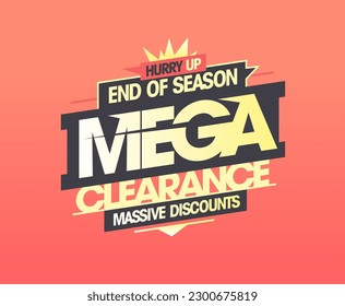 Mega limpieza de fin de temporada, descuentos masivos, plantilla de volante de venta de vectores publicitarios