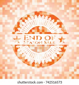 End of Season Sale abstract orange mosaic emblem with background
