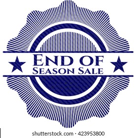 End of Season Sale badge with jean texture