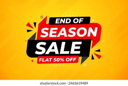 End Of Season Sale banner. Season offer price label design. Product discount festival tag design. Season Super Sale banner template. Flat sale Vector Illustration.